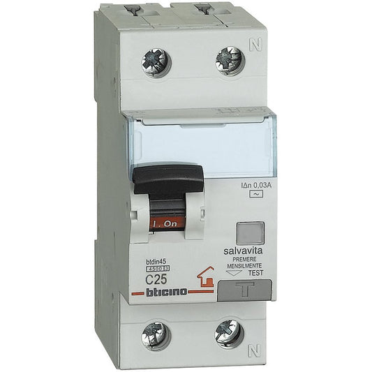 Bticino Magnetotermico Differenziale AC 1P+N 30MA 25 A 4500A