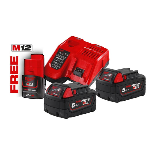 Milwaukee Energy Pack M18™ 2 x 5.0 Ah (18V) + 1 x 2 Ah (12V) Extra - 4933459217