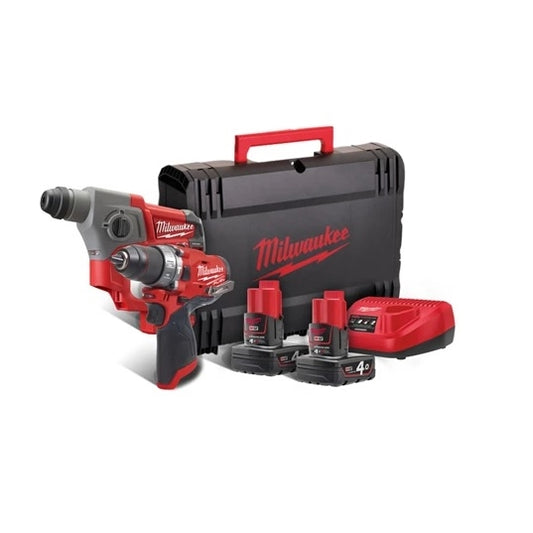 Milwaukee Kit M12 FUEL™ Trapano con Percussione + Tassellatore SDS-PLUS (12V)